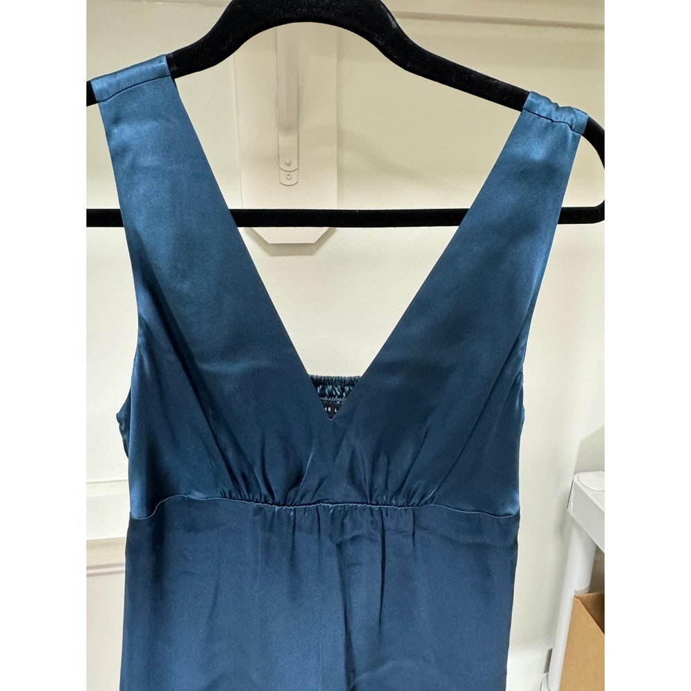 The Limited Dress Womens 4 Teal Blue Silk Empire Waist Smocked Mini Party Y2K - Picture 8 of 9
